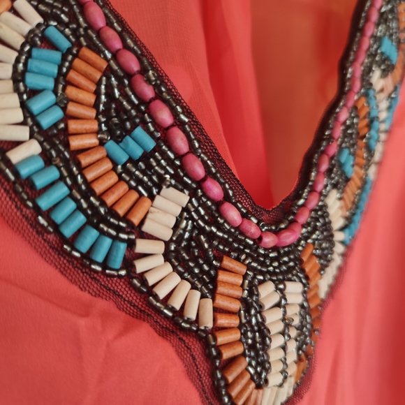Miss Me 💜 MDT196 Native Aztec Beaded Top Sheer - Picture 9 of 9